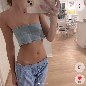 Stretchy denim tube top